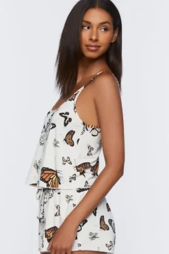 Butterfly Print Cami & Shorts Pajama Set