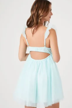 Butterfly-Sleeve Babydoll Dress