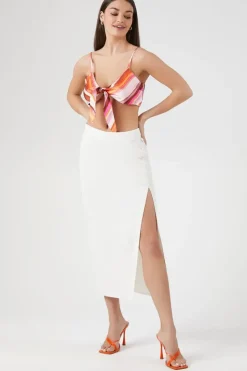 Buttoned Midi Slit Skirt