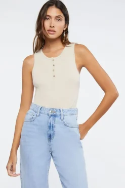 Buttoned Tank Bodysuit