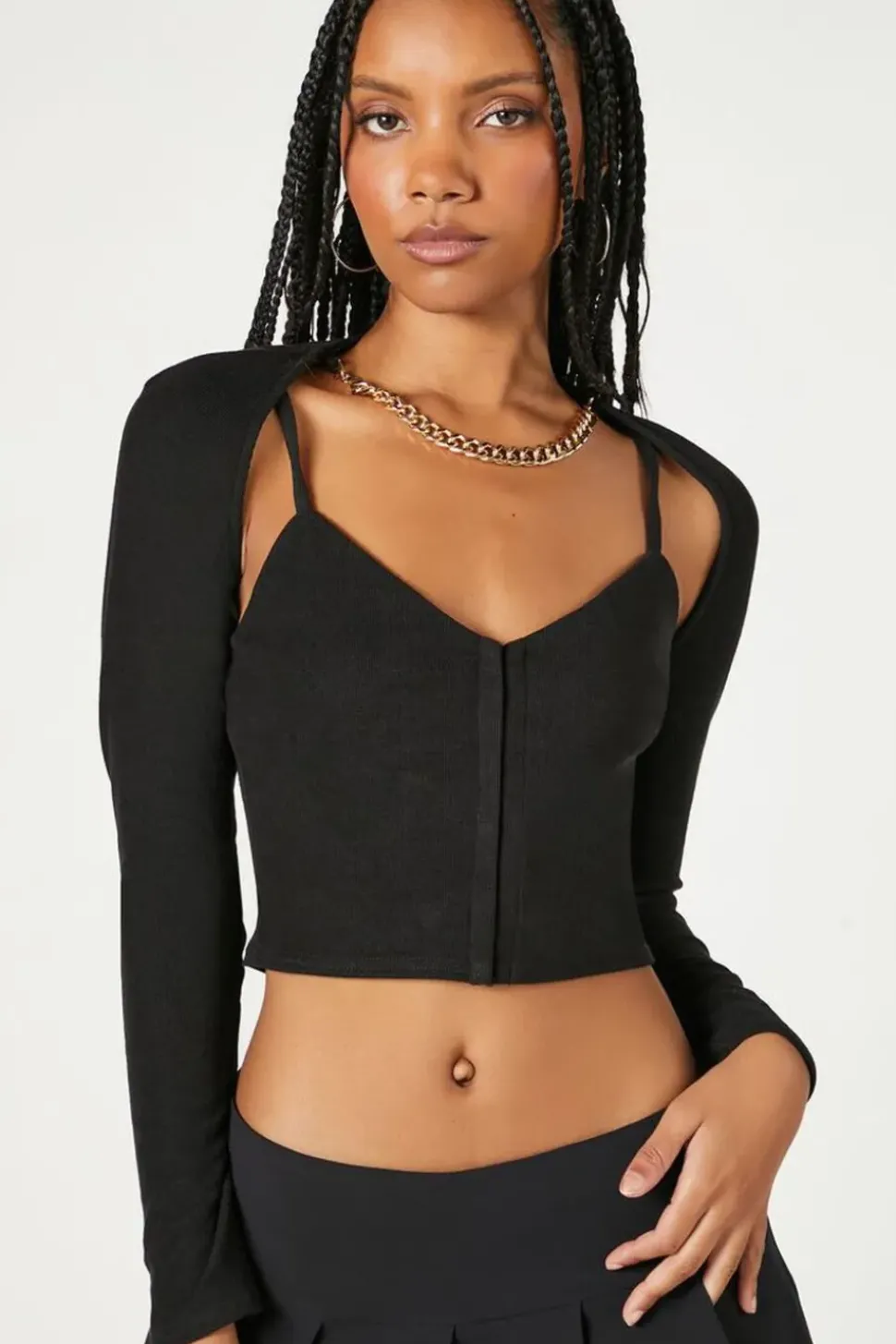 Button-Front Cami & Shrug Set
