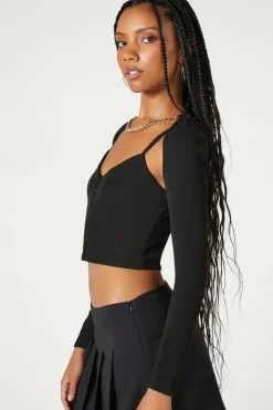 Button-Front Cami & Shrug Set