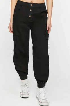 Button-Front Cargo Joggers
