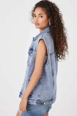 Button-Front Denim Vest
