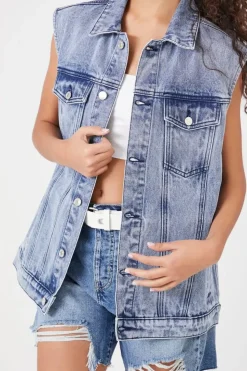 Button-Front Denim Vest