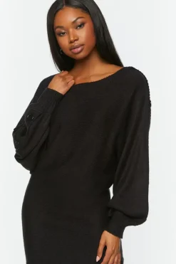 Button-Trim Sweater Dress