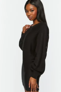 Button-Trim Sweater Dress