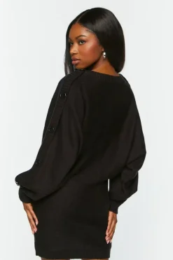 Button-Trim Sweater Dress