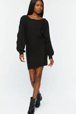 Button-Trim Sweater Dress