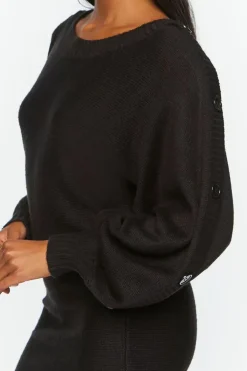 Button-Trim Sweater Dress