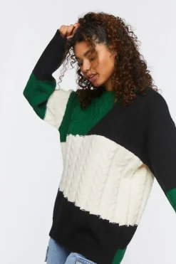 Cable Knit Colorblock Sweater