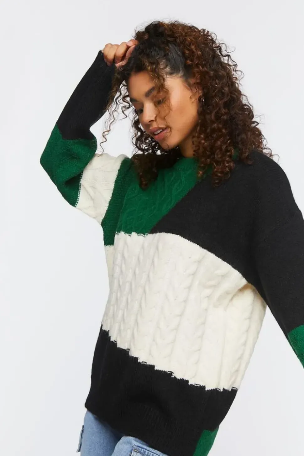 Cable Knit Colorblock Sweater