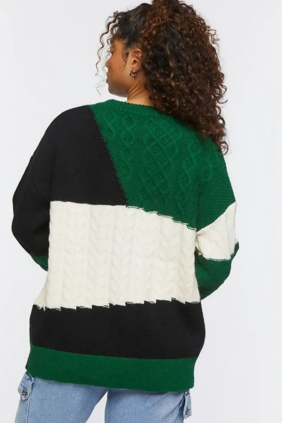 Cable Knit Colorblock Sweater