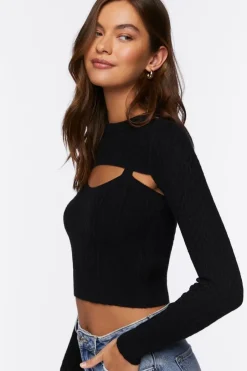Cable-Knit Combo Top