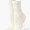 Cable Knit Crew Socks