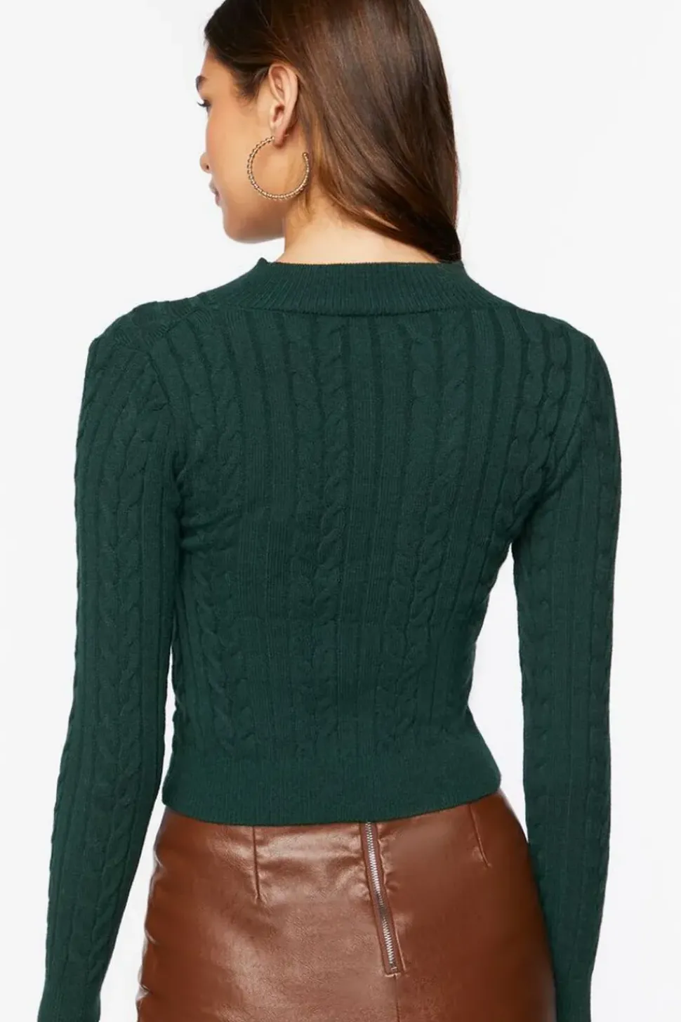 Cable Knit Cutout Crossover Sweater