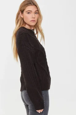 Cable Knit Drop-Sleeve Sweater