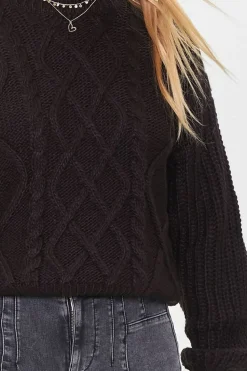 Cable Knit Drop-Sleeve Sweater