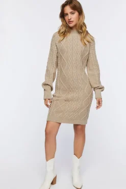 Cable Knit Mini Sweater Dress