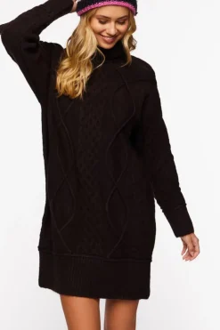 Cable Knit Turtleneck Mini Dress