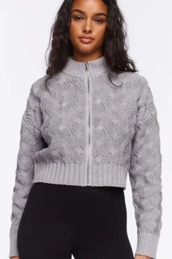 Cable Knit Zip-Up Sweater