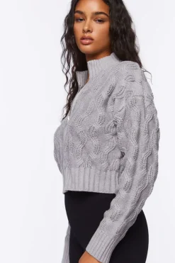 Cable Knit Zip-Up Sweater