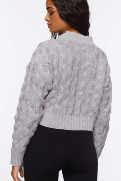 Cable Knit Zip-Up Sweater