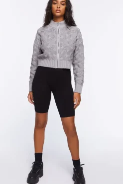 Cable Knit Zip-Up Sweater