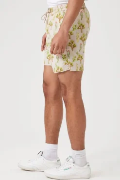Cactus Print Nylon Swim Trunks
