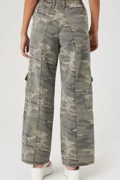 Camo Wide-Leg Cargo Pants