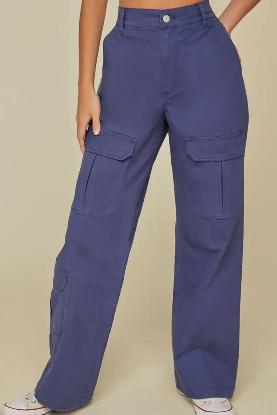 Canvas Wide-Leg Cargo Pants