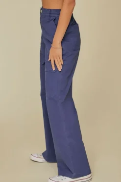 Canvas Wide-Leg Cargo Pants