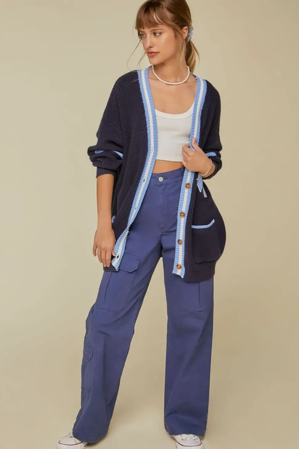 Canvas Wide-Leg Cargo Pants