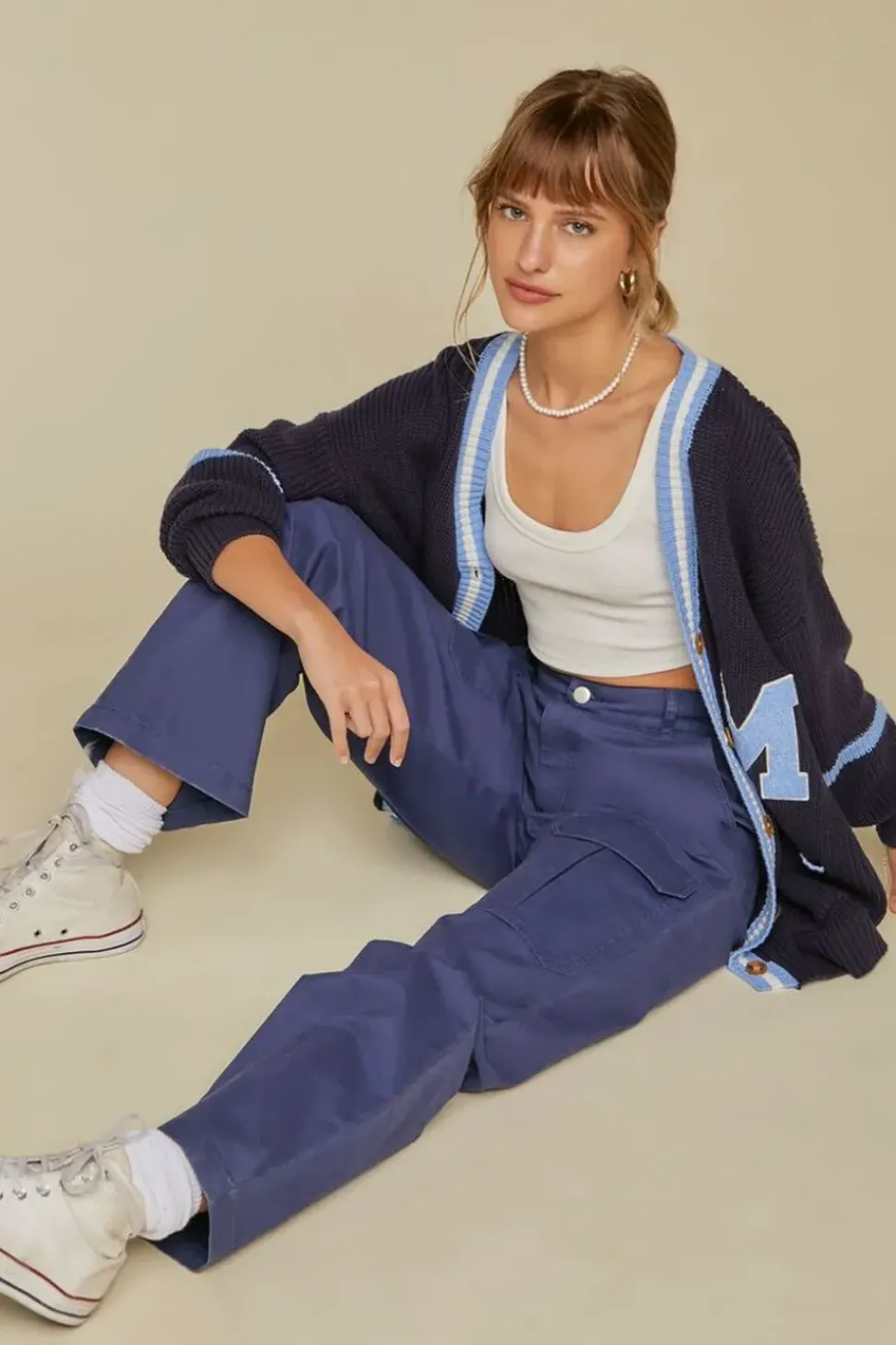 Canvas Wide-Leg Cargo Pants