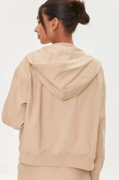 Canvas Zip-Up Drawstring Hoodie