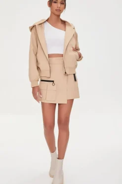 Canvas Zip-Up Drawstring Hoodie