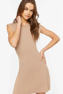 Cap-Sleeve Mini Sweater Dress