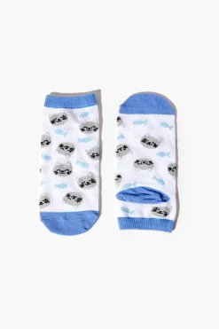 Cat & Fish Print Ankle Socks
