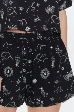 Celestial Print High-Rise Shorts