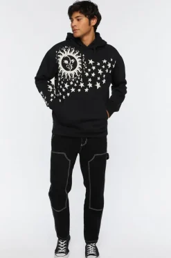 Celestial Sun & Stars Graphic Hoodie