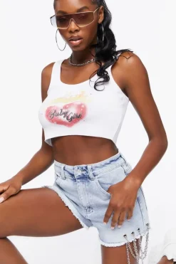 Chain Acid Wash Denim Shorts