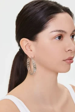 Chain Open-End Hoop Earrings