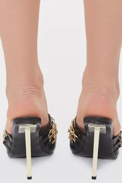 Chain Open-Toe Stiletto Heels