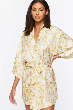 Chain Print Satin Robe