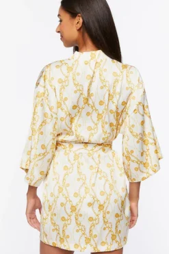 Chain Print Satin Robe