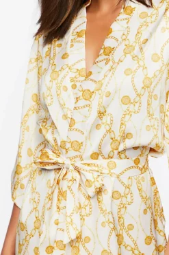 Chain Print Satin Robe