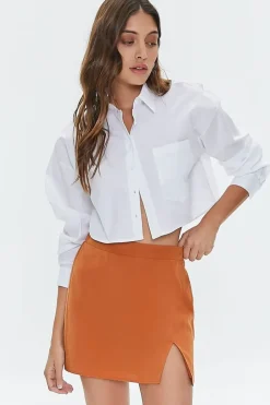 Chambray-Blend Mini Skirt