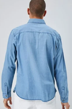 Chambray Button-Front Shirt