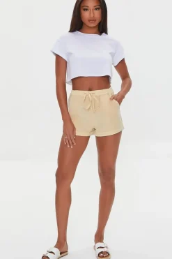 Chambray Drawstring Shorts