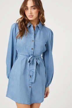 Chambray Mini Shirt Dress